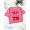 Sexy Cotton Crop Tops Women Love You Cherry Much Prints Washed T-Shirts Summer Regular Fit Streetwear Y2K Womans Clothes
