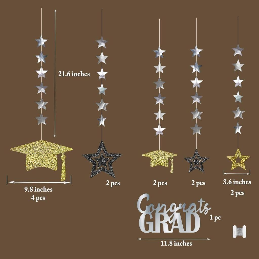 Cheerland 2026 Graduation Decorations Gold Graduation Party Decoration Cap Garland Kit Congrats Grad Supply for Prom Backdrop Decoration Class 2026