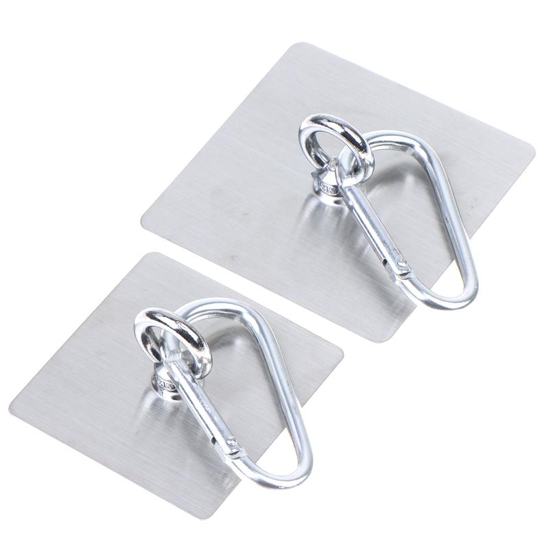 2Pcs Stainless Steel Ceiling Hooks Heavy Duty Adhesive Hooks No Drill Hanging Hooks For Lanterns Plants Hammocks