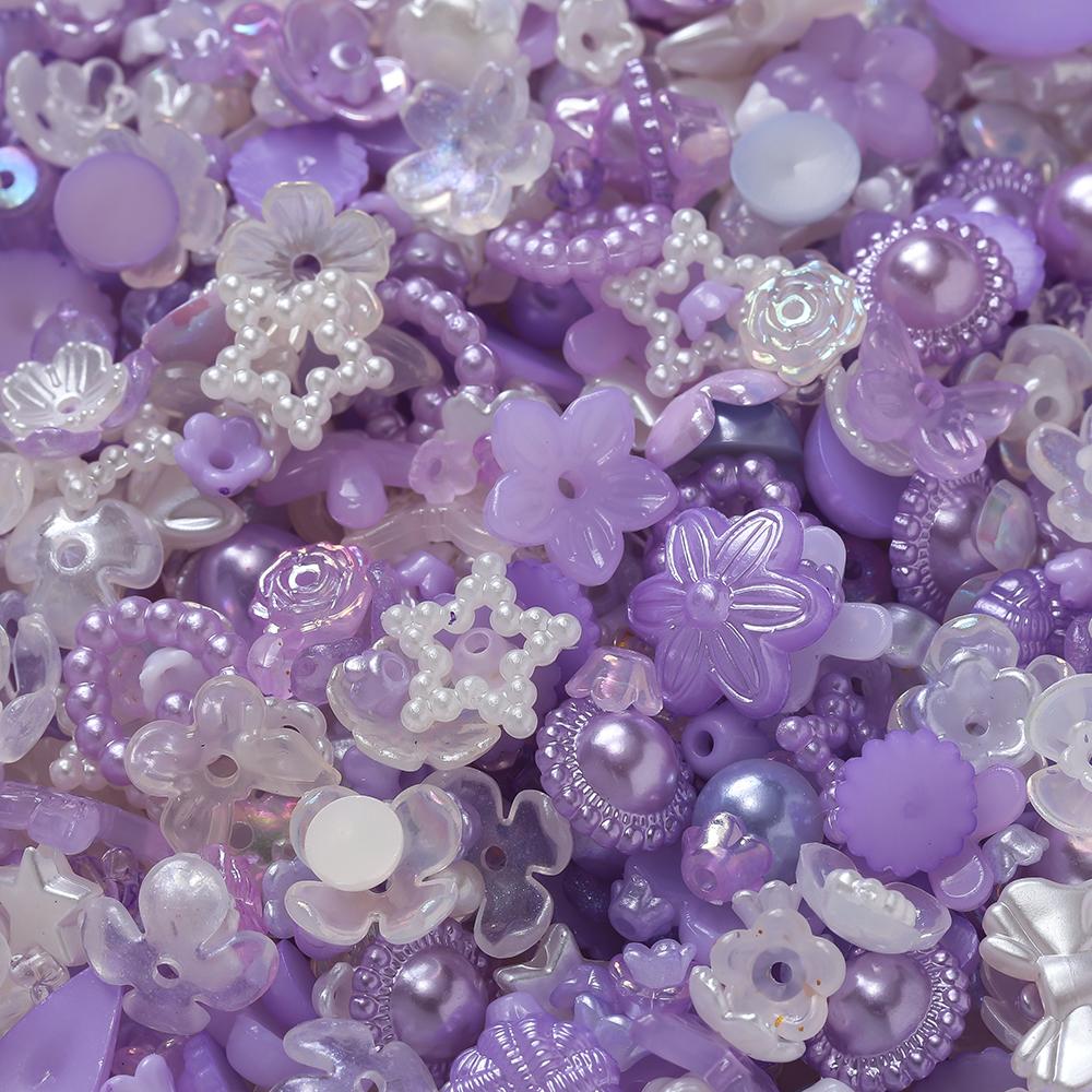 20g Acrylic Mixed Beads Colored Flower Star Shaped Spacer Loose Beads for DIY Jewelry Making Necklace Phone Chain Supplies