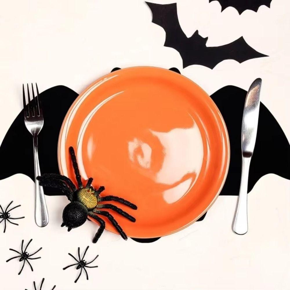 10Pcs Creative Bat Shape Table Mat Heat Resistant Halloween Felt Tablecloth Kitchen Use