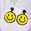 Korean Retro Geometric Smiley Face Earrings Girly Yellow Acrylic Earrings Cartoon Shiny Personality Earrings For Women