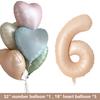 1set Retro Caramel Heart Balloons with 32inch Number Foil Balloon For Kids 1st Birthday Party DIY Decoration Supplies Wedding