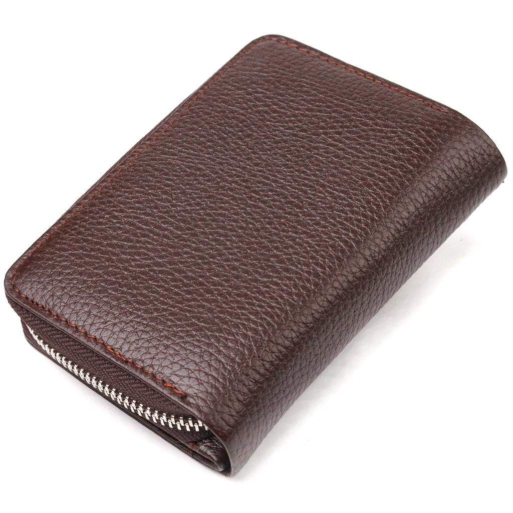 Beautiful Vertical Women's Purse with a Coin Holder with a Zipper Made of Genuine Leather Flotar CANPELLINI Wallet 21600 Brown