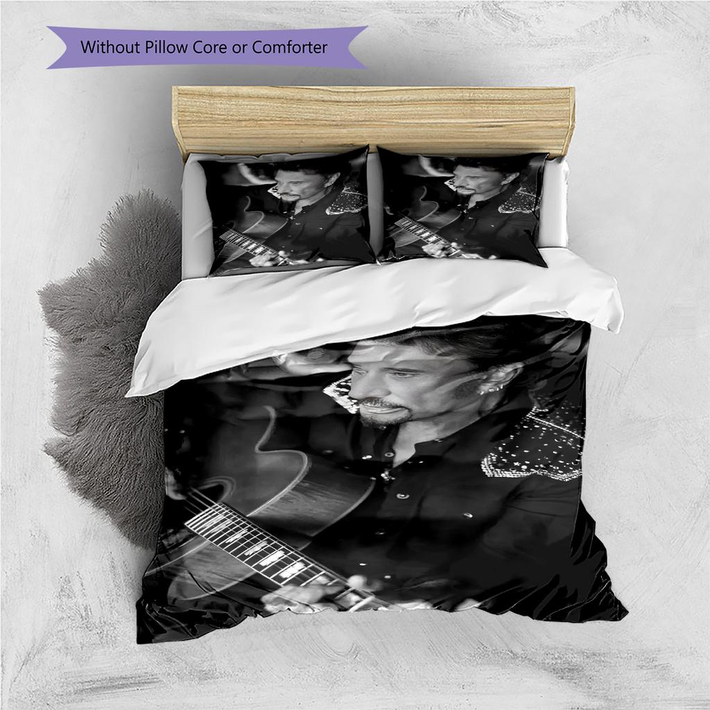 1PC Johnny Hallyday pattern Bedding Quilt Set Quilt Cover Pillowcase Home Decoration Birthday Gift (1 * duvet cover + 19 * pillowcase, without core)