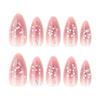 24pcs Long Almond Fake Nails Metallic Bow Press On Nails Manicure False Nails  DIY