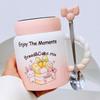 Little Rabbit Cartoon Ceramic Cup with Lid for Girls with High Temperature Mug Cute Creative Water Cup Office Gift Cup