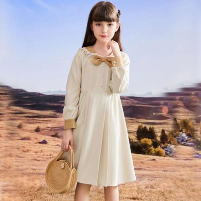 Sweet Beige Dress for Girls, Fashionable Princess Dress for Children  Spring and Autumn