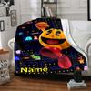 Custom Name Pac-Man Theme Printed Blanket - Perfect for Couch, Bed, Travel & Outdoor Use | Machine Washable, Cozy & Durable.
