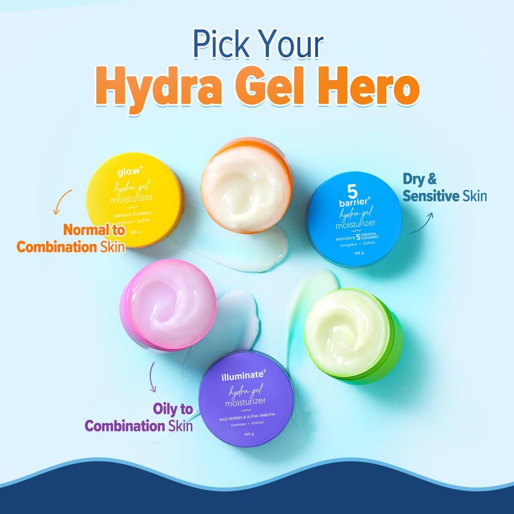 Aqualogica Glow+ Hydra Gel Moisturizer For Glowing Skin With Water Gel Texture, 24 Hour Hydration, Non Sticky Feel 100 g