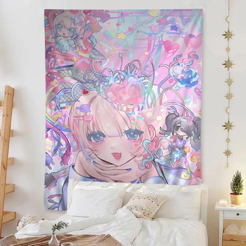 VIKAMA Meme Tapestry Craving Girl Streamer Overload Psychedelic Art Vibrant Hippie Wall Decor Perfect For Gaming Rooms