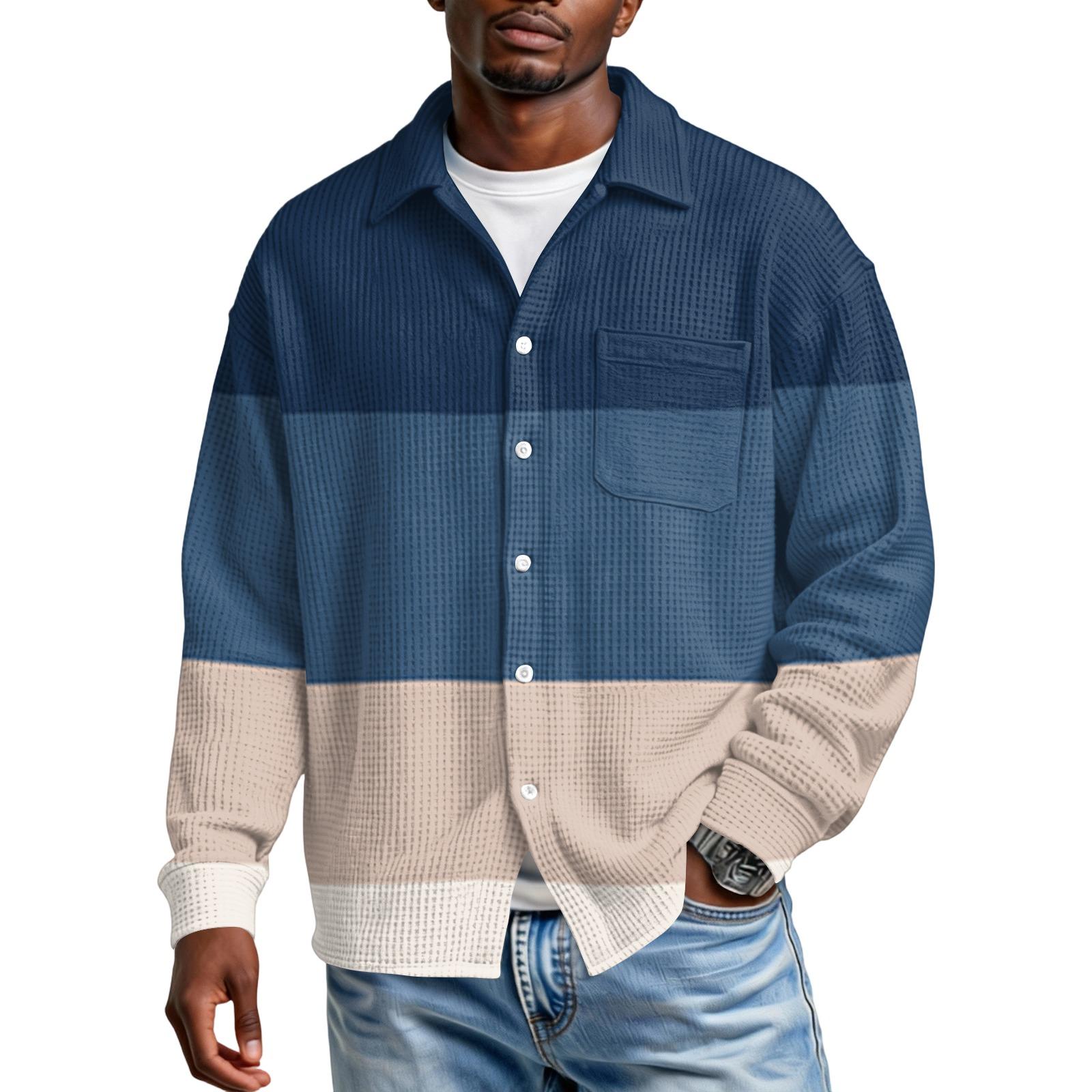 

Чоловіча повсякденна сорочка з довгим рукавом, на ґудзиках, з кишенею XXL