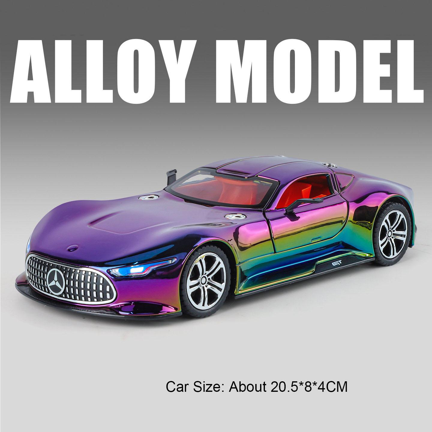 

1:24 Vision GT 300SL Electroplating Version Car Toy Model Sound Light Pull Back Doors Opened Vehicles Models Gifts for Child