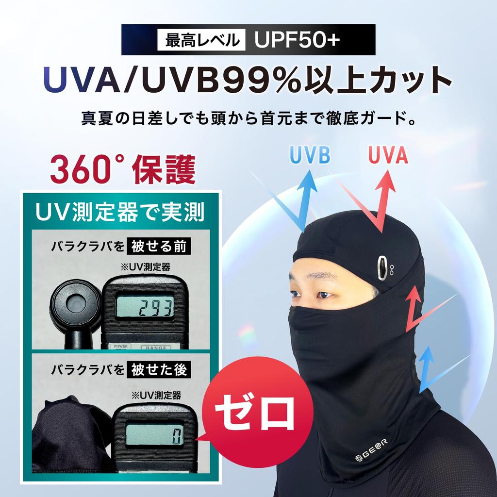 Face UV with Glasses Balaclava for and Summer Use (Giatl) Balaclava, Sweat-Proof, Cover, Protection, Breathable, Sweat-Wicking, Quick-Drying, Hole,