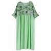 DIMANAF 2025 Summer Women New Plus Size Dress Spliced Basic Casual Loose Long Vintage V-Neck Pleated Dress Maxi