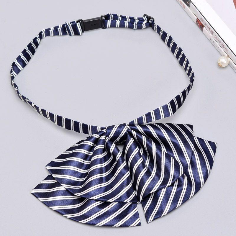 Business Attire Double Layer Bow Tie For Women With Polyester Material And Button Fastening
