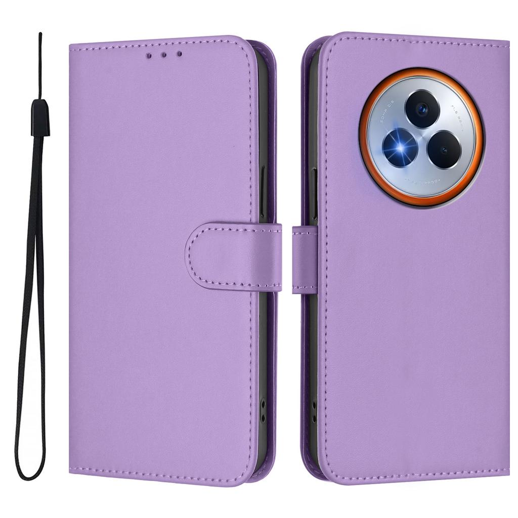 For Realme Narzo 80 Pro 5G Case Solid Color Wallet Leather Phone Cover with Strap