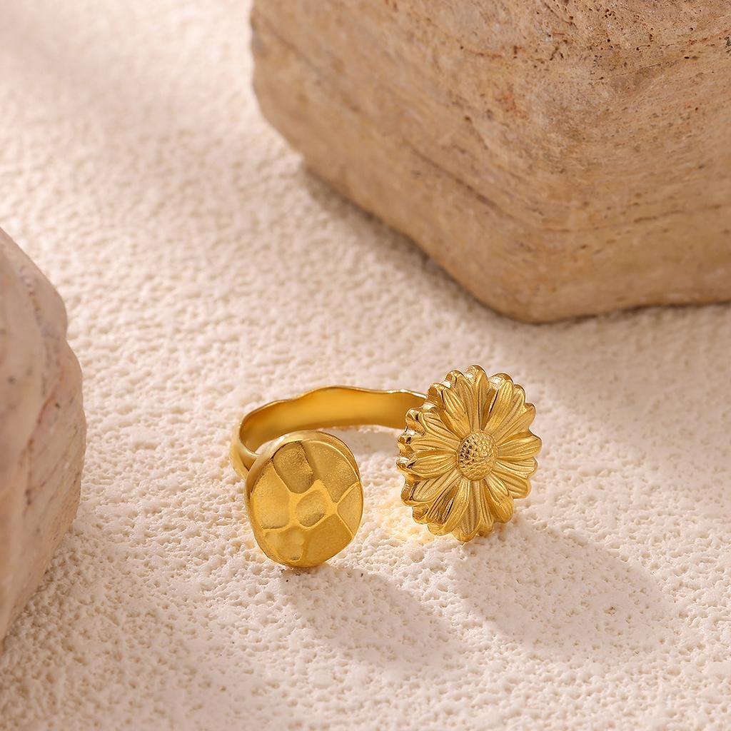 Classic Geometric Irregular Heart Gold Color Rings for Women Stainless Steel Exquisite Double Butterfly Rings Jewelry Party Gift
