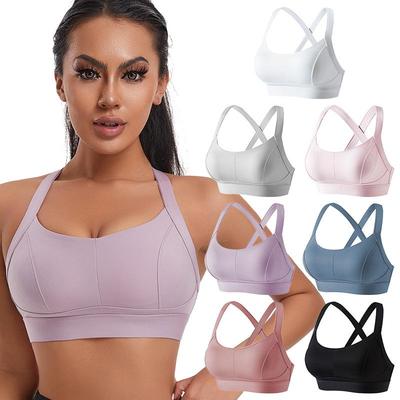 Women's Shockproof Sports Bra for Running and Yoga - Wire-Free, Side Support, Beautiful Back Design