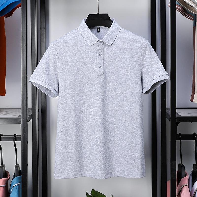 Modisches Poloshirt für Herren mittleren Alters, kurzärmeliges T-Shirt aus merzerisierter Perlbaumwolle, Sommer-Revers, Business-Casual-T-Shirt