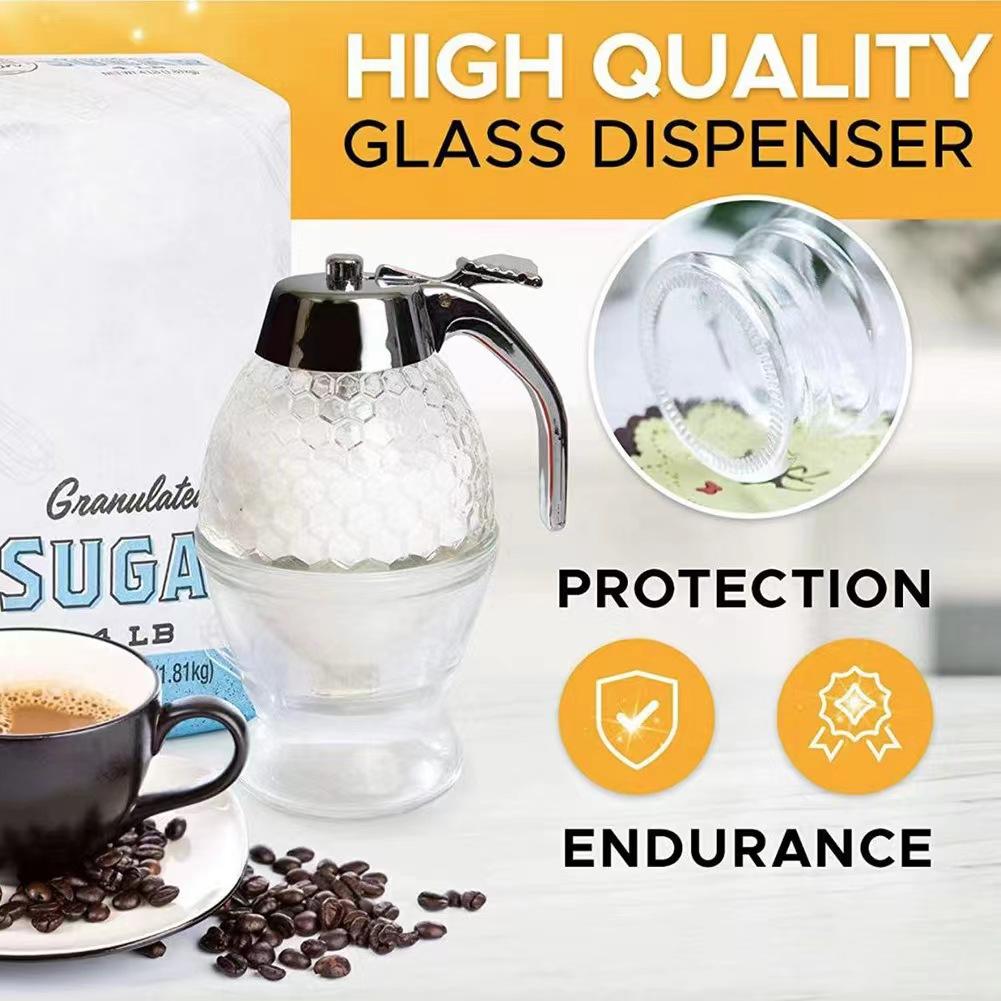 Honey Dispenser Liquid Sauce Oil Juice Syrup Jam Storage Jar Squeeze Bottle Kitchen Bar Organizers Clear Pot Honey Container