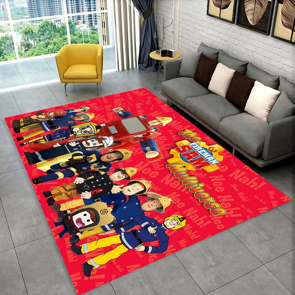 3D Classic Fireman Sam Child Cartoon Carpet Rug for Living Room Bedroom Home Sofa Decoration,Kids Play Non-slip Floor Mat Gift