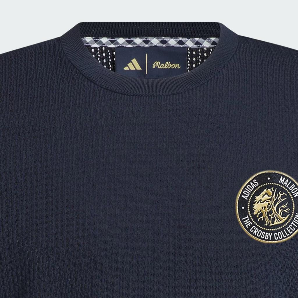 Adidas Pattern Embroidered Crew Neck Fitted Sweater Men Sweater Blue IN7572