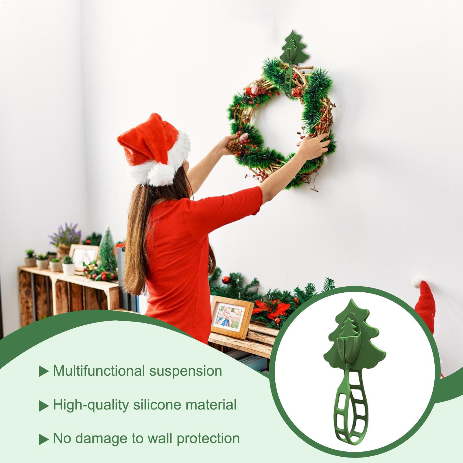 2pcs Multi Purpose Christmas Garland Hanger Front Door Wreath Silicone Hanger Hook Garland Organizer Ties For Closet Wall