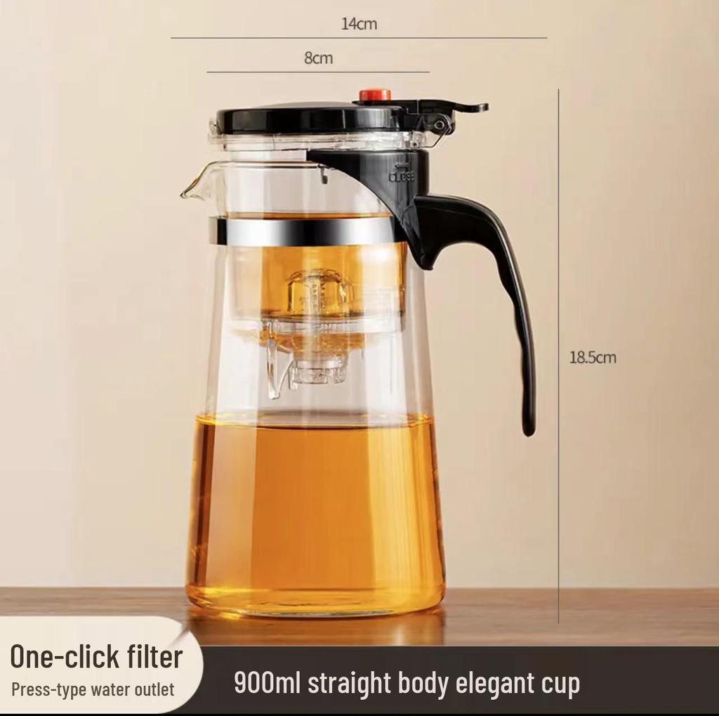 Elegant High-Temperature Resistant Glass Teapot with Lid and Tea Filter for Brewing Floral Teas