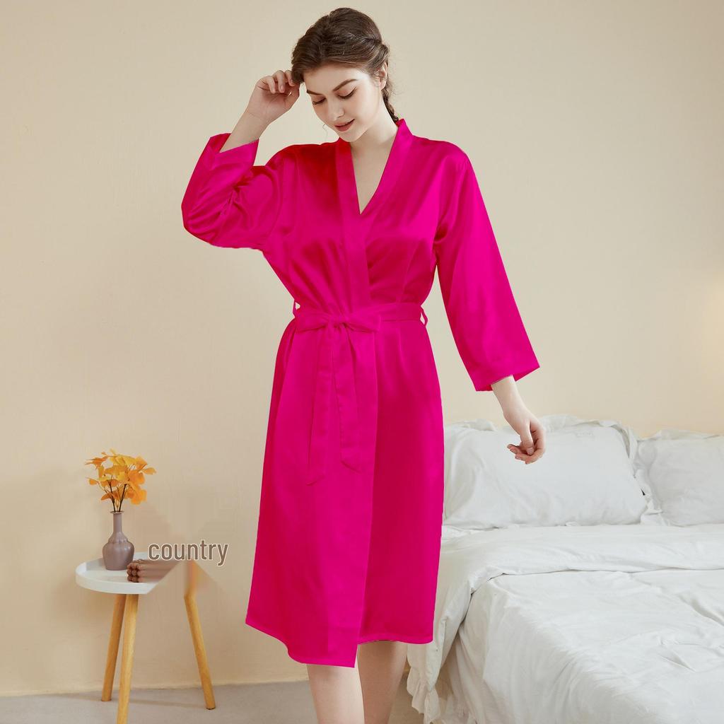 Vestaglia da Donna in Raso Primavera/Estate: Lusso Leggero, Rinfrescante, Pigiama a Maniche Lunghe e Vestaglia