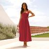 Women's Summer Halter Square Neck Sleeveless Backless Maxi Dress Solid Color Elegant Evening Party Casual Long Dress for Women