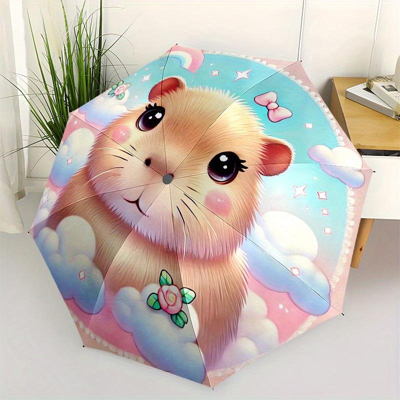 

1pc Cute Hamster Clouds Rainbow Umbrella with Plastic Handle,Suitable for All Seasons Home Travel Outdoor UmbrellaM1173