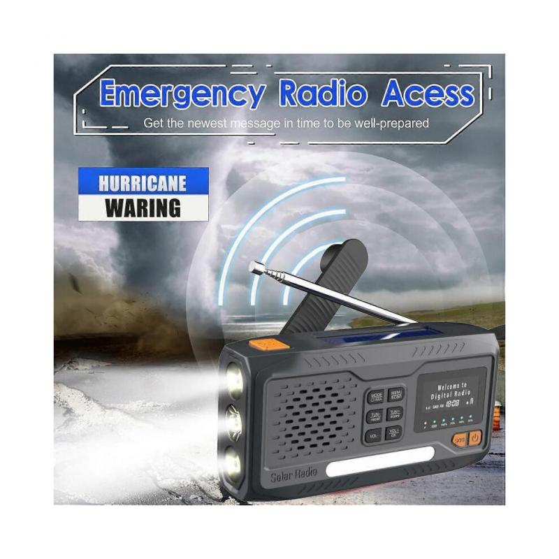 Rádio DAB Externo Alto-falante Power Bank Rádio de Emergência com Manivela Alimentado por Energia Solar WR-6B