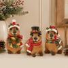 Indoor Holiday Embellishment Christmas Capybara Figurine with Hat And Scarf, Resin Cute Statue, Cartoon Animal Sculpture for Home Party Tabletop
