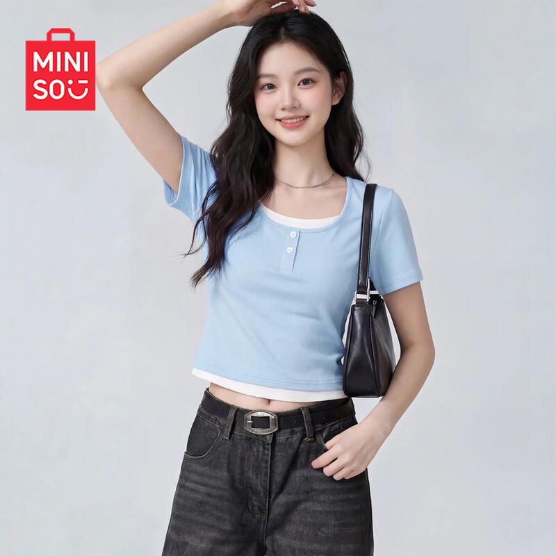 MINISO Women s Slim Fit Short Sleeve T-Shirt L