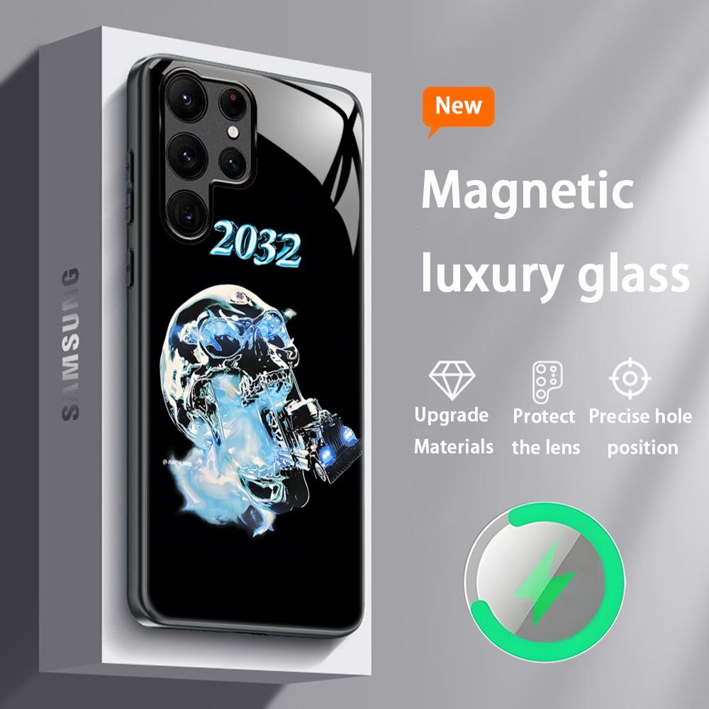 Popular Bad Bunny Singer Phone Case For Samsung S25 S24 S23 S22 S21 S20 Plus Ultra Note20 Glass Magnetic Case