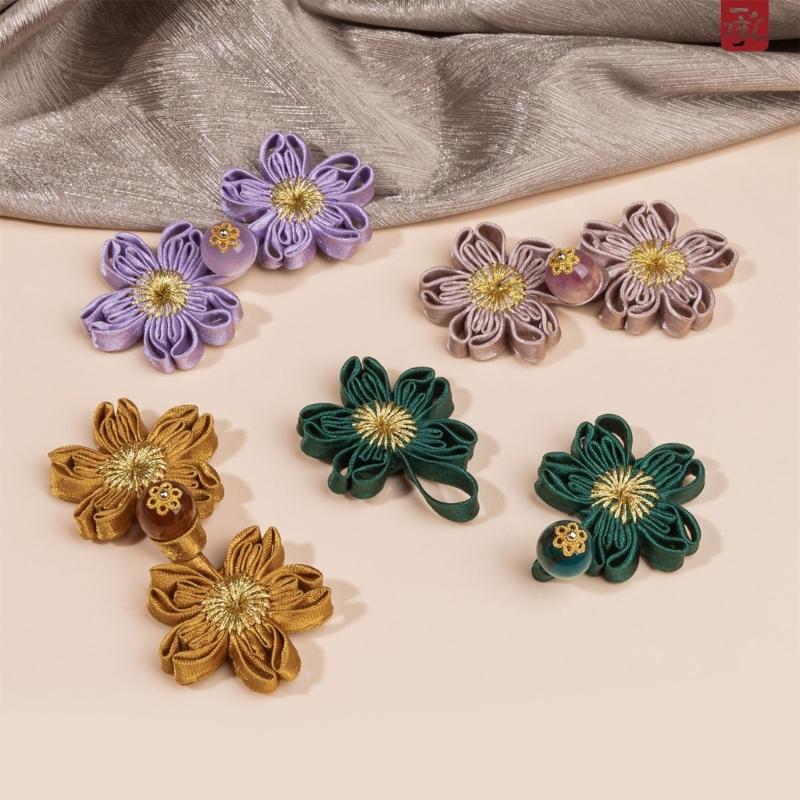 Traditional Cheongsam Knot Button Flower Shape Fabric Chinese Closures Buttons Sewing Fasteners for Clothing Decoration