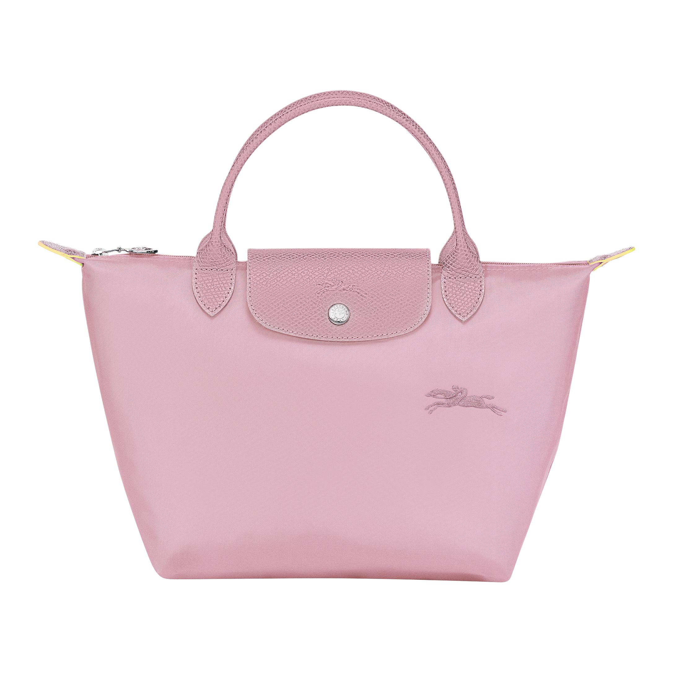 

Longchamp Le Pliage Green Silver Metal Hardware Leather Tote Bag Small Pink Women Tote Bag 1621919P75 Basic Set (Bag)