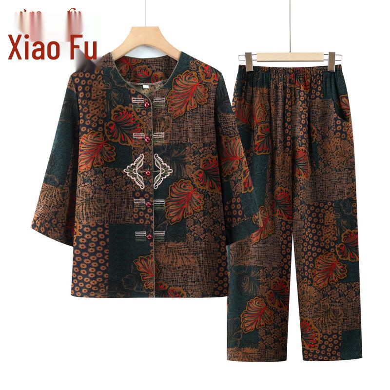 Elderly Women's Breathable Spring Summer Cardigan Set