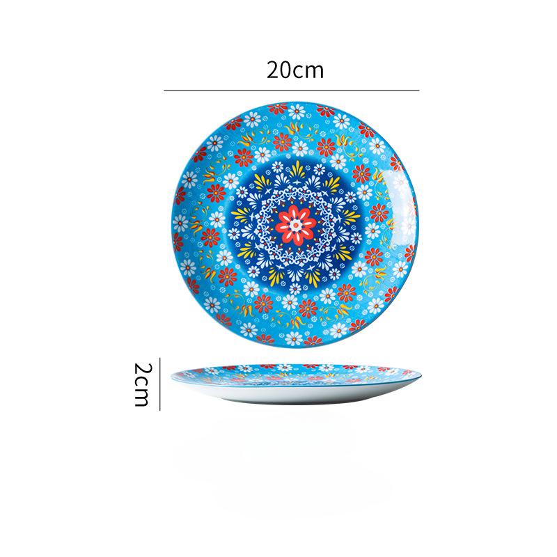 20cm Keramikteller High-End Gefühl Haushalts-Essteller Großer Teller Westlicher Teller Steakteller Flacher Teller Flacher Teller Geschenk