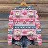 Women's Christmas Printed Casual Fashion Long Sleeve Round Neck Pullover Top