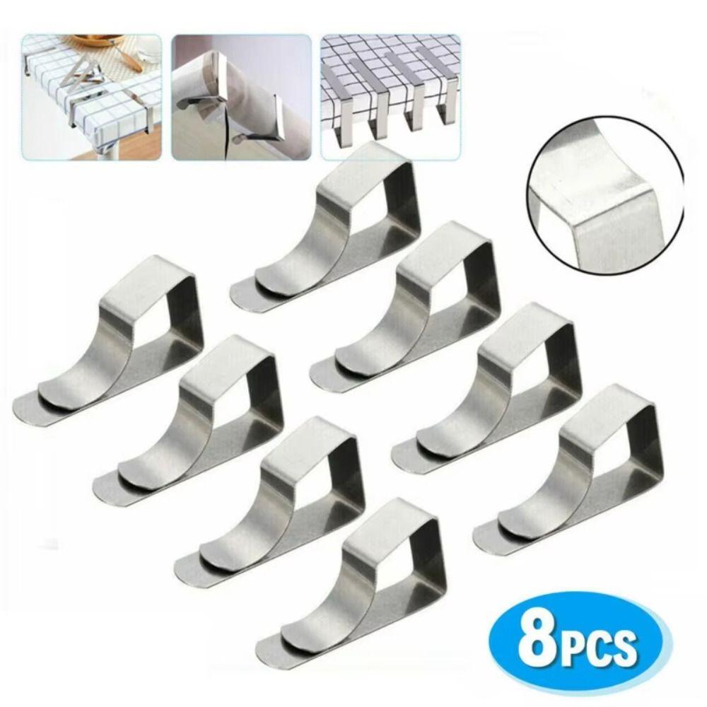 8Pcs Stainless Steel Tablecloth Clamps Anti-Slip Tablecloth Organizer Clip