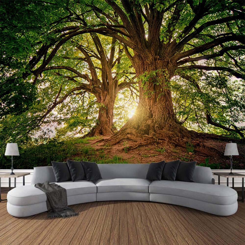 Natural Forest Tapestry Wall Hanging Home Art Decoration Hanging Painting Living Room Dormitory Outdoor Picnic Mat Bed Sheet