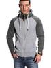 Men's European Size Color Block Raglan Sleeve Hooded Cardigan Sweatshirt