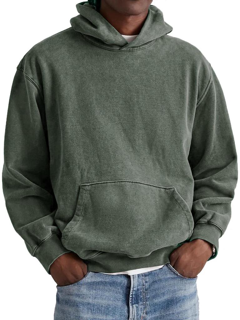 2025 Men's Retro Washed Cotton Hooded Pullover for Autumn/Winter