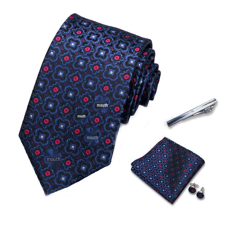 Men's Premium Polyester Tie, Pocket Square & Cufflink Set for Formal Events