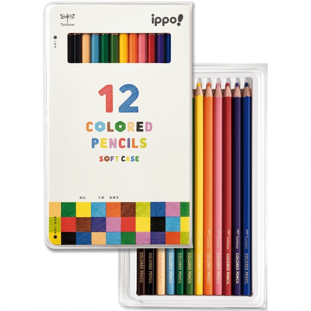 

Tombow Цветные 12 Цветов Тонкие Мягкие для Учеников Начальной Школы Корпус для Легких Белых Карандашей, (Легкий, Чехол), (Шестигранный захват), иппо! белый