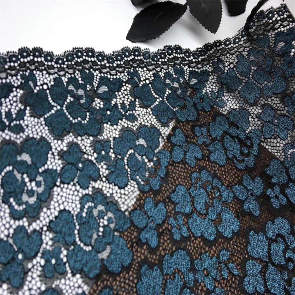 22.5cm wide Elastic Lace, Two Tone Stretchy Spandex Trim Lace for Lingerie, Bra, Underwear, Sewing & Crafting
