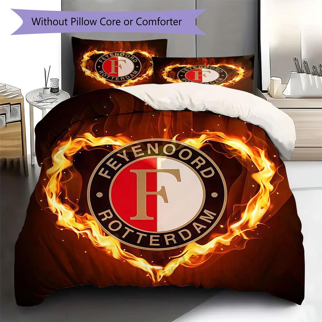 Feyenoord Patronen Beddengoed, Dekbed Set Dekbedovertrek Kussensloop Huis Verjaardagscadeau(1 dekbedovertrek + 2 kussenslopen, zonder binnenkussen)