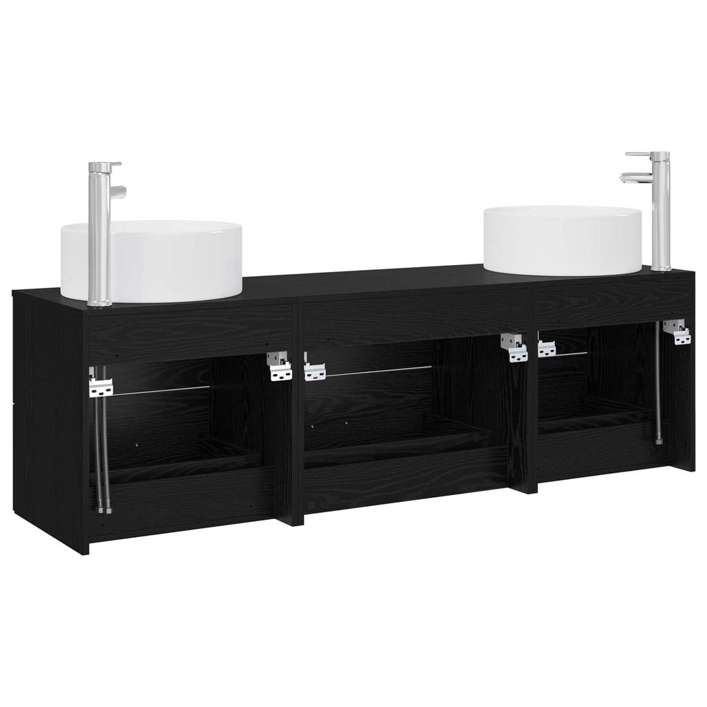 Bathroom Furniture Set 3 Pcs Black 161.5 X 44.5 X 80 Cm